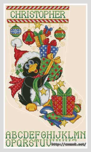 Download embroidery patterns by cross-stitch  - Сапожок пингвин