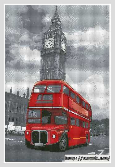 Скачать схему вышивки нитками Лондонский автобус