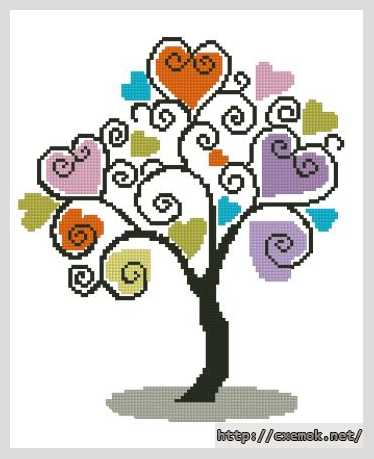 Download embroidery patterns by cross-stitch  - Сердечное дерево