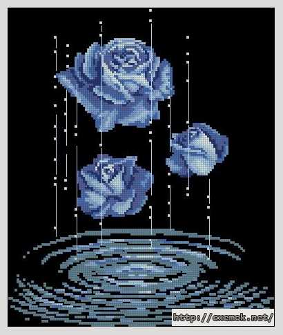 Download embroidery patterns by cross-stitch  - Синяя роза