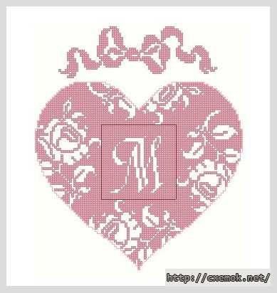 Download embroidery patterns by cross-stitch  - Ажурное сердце