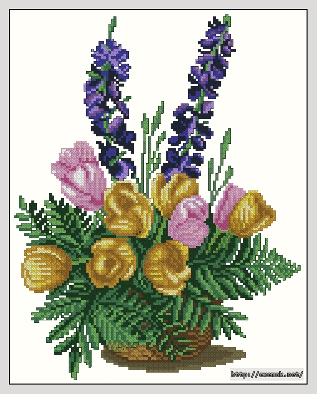 Download embroidery patterns by cross-stitch  - Cesta de tulipanes, author 