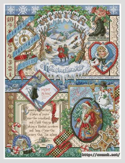 Download embroidery patterns by cross-stitch  - Зимний сэмплер