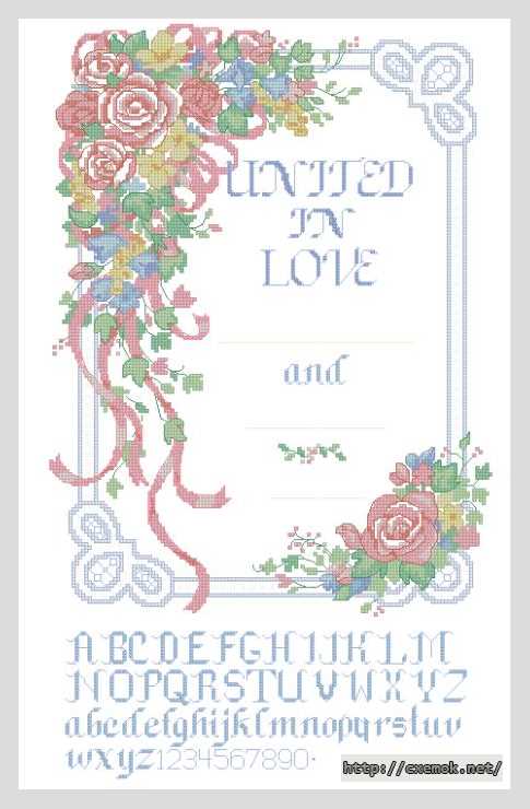 Download embroidery patterns by cross-stitch  - Свадебная метрика едины в любви