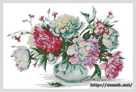 Download embroidery patterns by cross-stitch  - Пионы