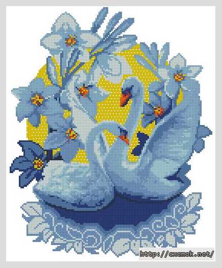 Download embroidery patterns by cross-stitch  - Рушник с лебедями нежность