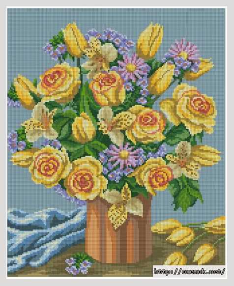 Download embroidery patterns by cross-stitch  - Цветочная композиция