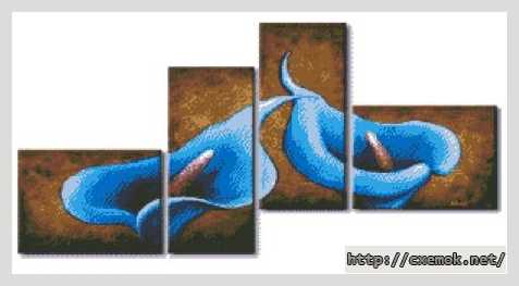 Download embroidery patterns by cross-stitch  - Синие каллы (квадроптих)