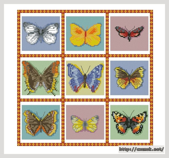 Download embroidery patterns by cross-stitch  - Бабочки 3х3