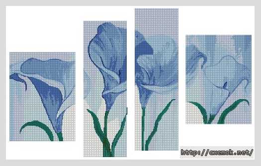Download embroidery patterns by cross-stitch  - Голубые каллы (квадроптих)