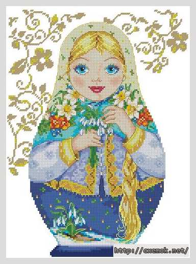 Download embroidery patterns by cross-stitch  - Матрешки. весна-красна