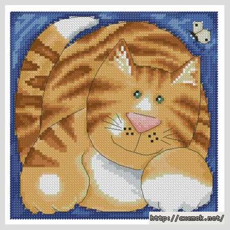 Скачать схему вышивки нитками Лапа (Ginger Tabby Cat)