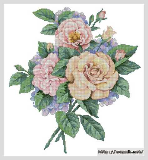 Download embroidery patterns by cross-stitch  - Букет с розами