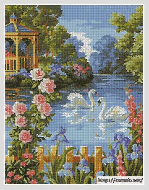 Download embroidery patterns by cross-stitch  - Романтика (лебеди)