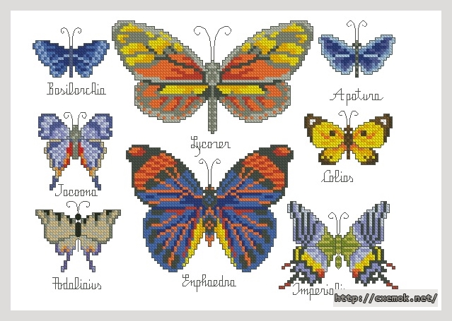 Скачать схему вышивки нитками Панель с бабочками