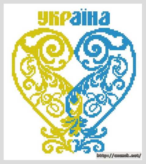 Скачать схему вышивки нитками Серце України
