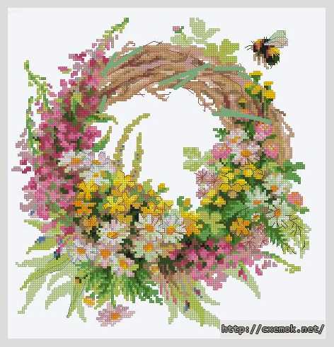 Download embroidery patterns by cross-stitch  - Венок с иван-чаем