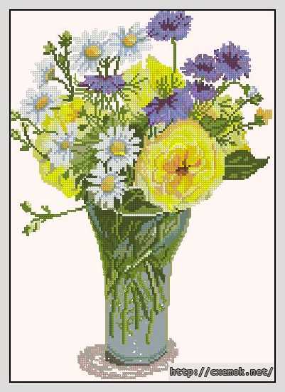 Скачать схемы вышивки нитками / крестом  - Букет цветов в вазе