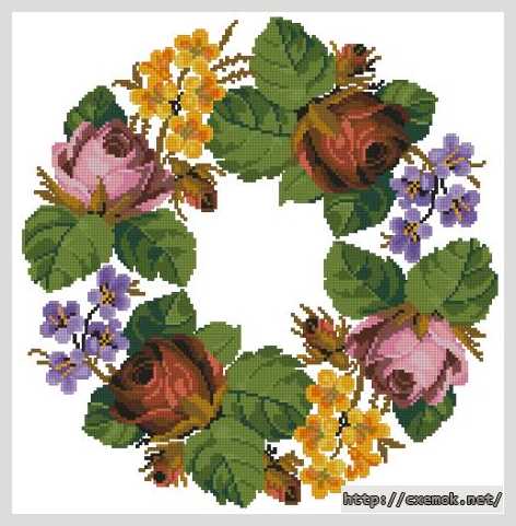 Download embroidery patterns by cross-stitch  - Венок из роз