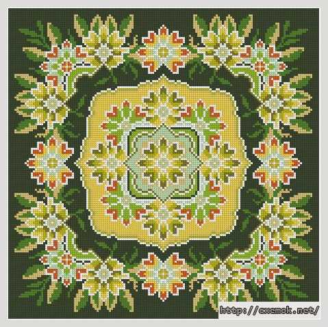 Download embroidery patterns by cross-stitch  - Зеленая подушка