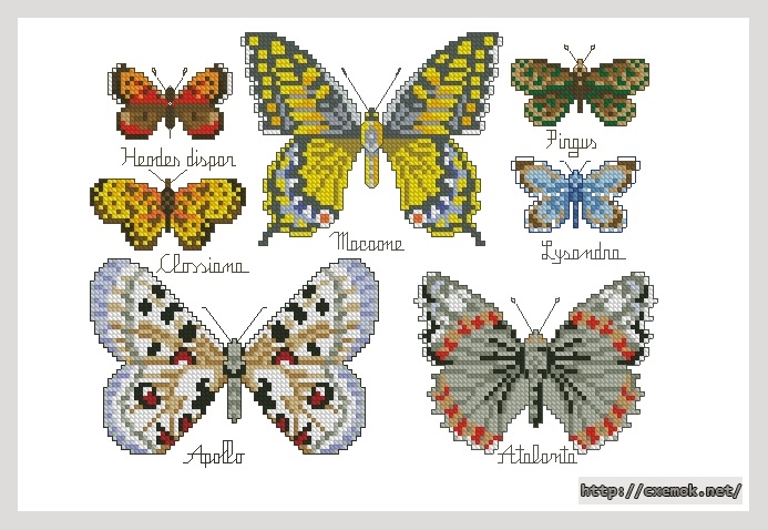 Download embroidery patterns by cross-stitch  - Панель с бабочками