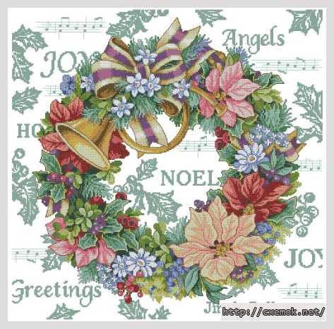 Download embroidery patterns by cross-stitch  - Венок рождественский