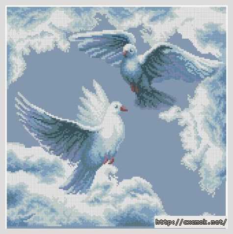 Download embroidery patterns by cross-stitch  - Голуби