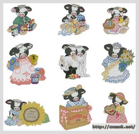 Download embroidery patterns by cross-stitch  - Коровки