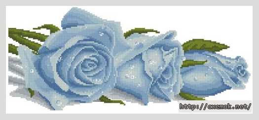 Завантажити схеми вишивки нитками / хрестом  - Розы в росе (голубые)