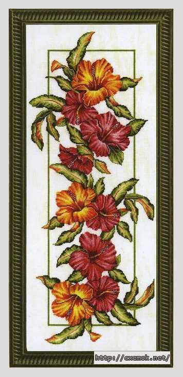 Download embroidery patterns by cross-stitch  - Панель с цветами
