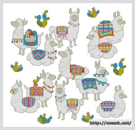 Download embroidery patterns by cross-stitch  - Лама