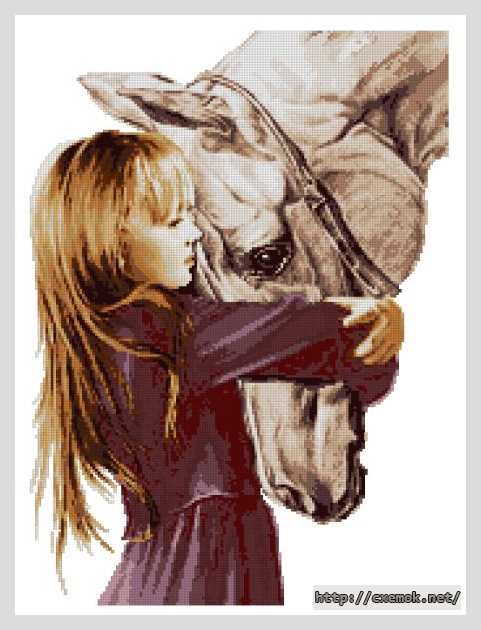 Скачать схемы вышивки нитками / крестом  - Девочка и лошадь