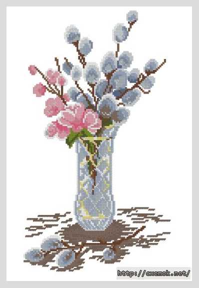 Download embroidery patterns by cross-stitch  - Верба в вазе
