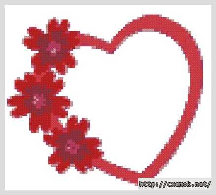 Скачать схемы вышивки нитками / крестом  - Сердце с цветами