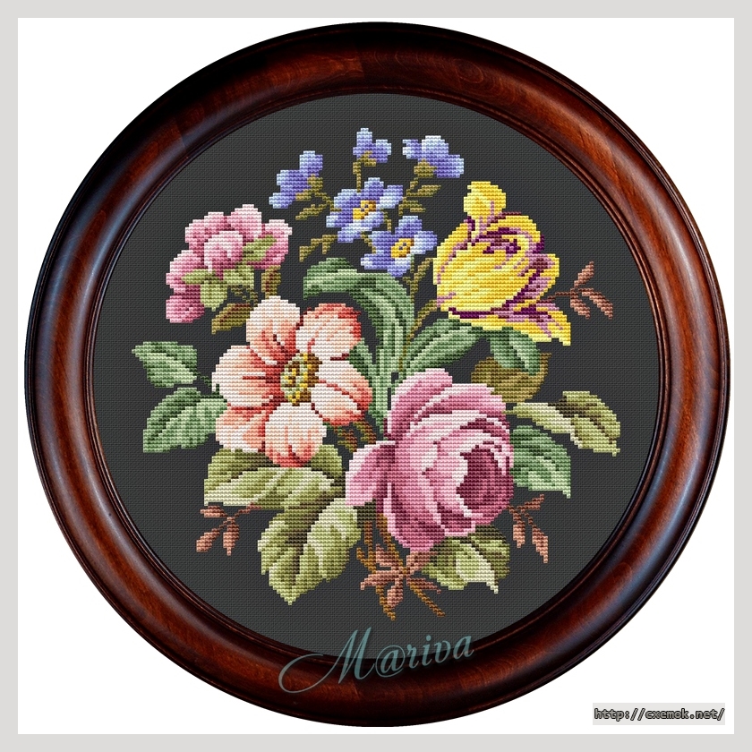 Download embroidery patterns by cross-stitch  - Retro bouquet