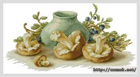 Download embroidery patterns by cross-stitch  - Натюрморт с грибами