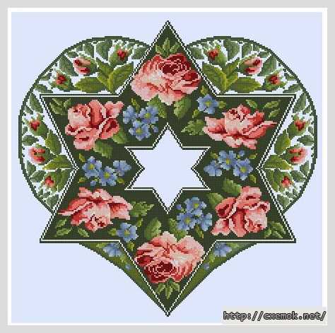 Скачать схему вышивки нитками Сердца мира. Израиль