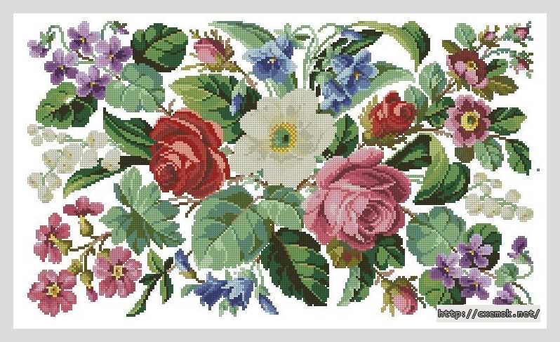 Download embroidery patterns by cross-stitch  - Викторианские цветы