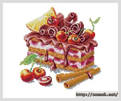 Download embroidery patterns by cross-stitch  - Пирожное