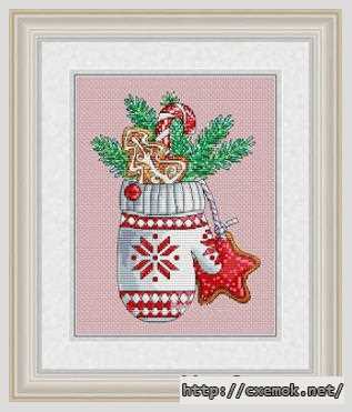 Завантажити схеми вишивки нитками / хрестом  - Рождественская варежка