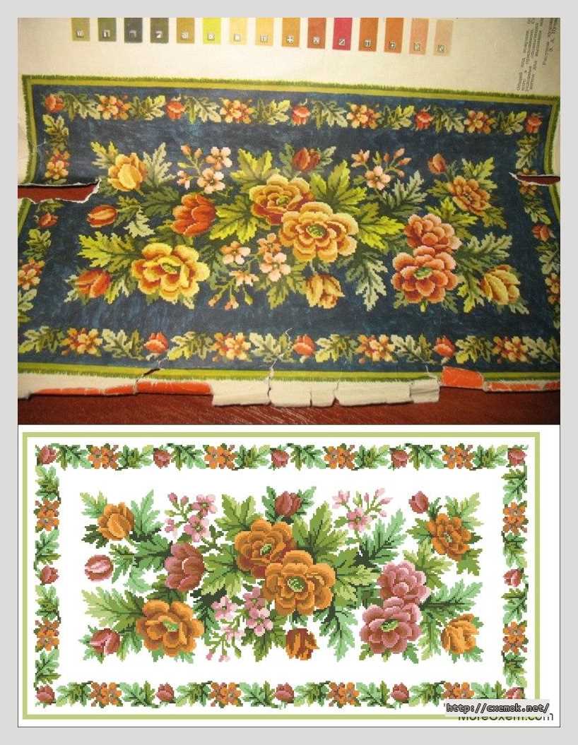 Download embroidery patterns by cross-stitch  - Старый цветочный гобелен