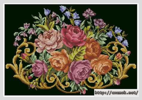 Download embroidery patterns by cross-stitch  - Ретро цветы