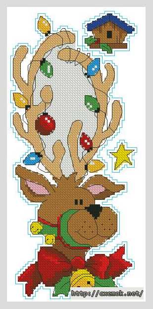Download embroidery patterns by cross-stitch  - Украшеный олень