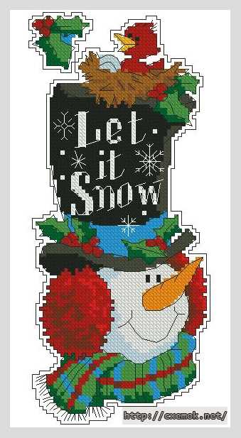 Download embroidery patterns by cross-stitch  - Снеговик с пожеланиями