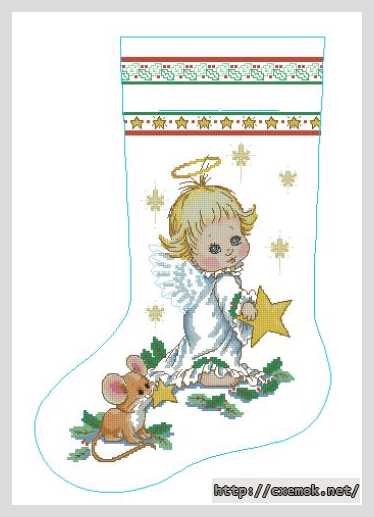 Download embroidery patterns by cross-stitch  - Сапожок праздничный ангел