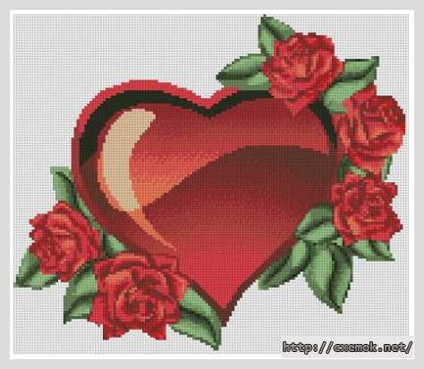 Завантажити схеми вишивки нитками / хрестом  - Сердце в розах