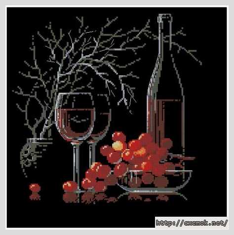 Завантажити схеми вишивки нитками / хрестом  - Натюрморт с красным вином