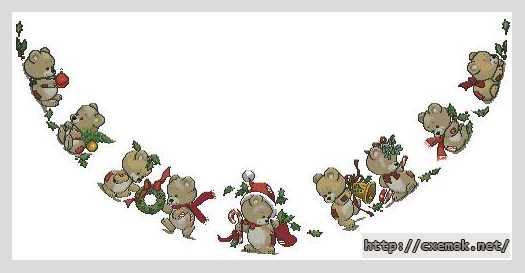 Скачать схему вышивки нитками Рождественская юбка с мишками