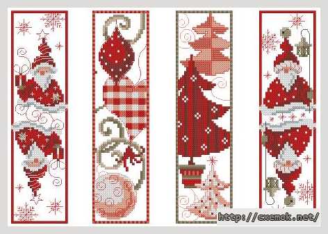 Скачать схему вышивки нитками Рождественские закладки