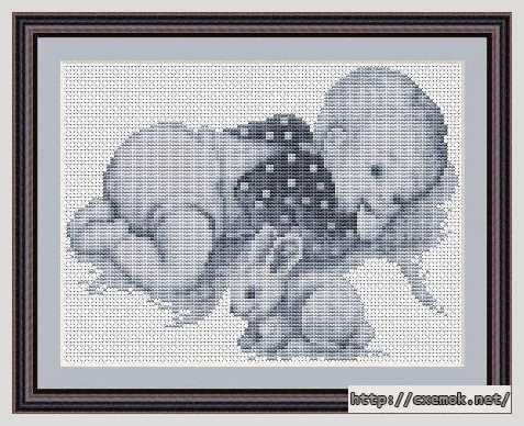 Download embroidery patterns by cross-stitch  - Малыш и зайчик